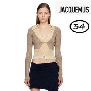 JACQUEMUS, Le Papier 'La Maille Pralù' Cardigan - Dark Beige. Size: 34. NWT